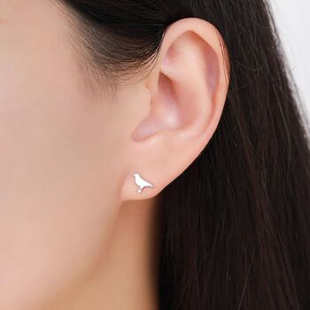 Mismatched Fox And Crow Stud Earrings In Sterling Silver, 4 of 12
