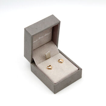 14ct Solid Gold Heart Stud Earrings, 3 of 4