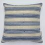 Square Vintage Linen Cushion Kale Blue Stripe, thumbnail 9 of 11