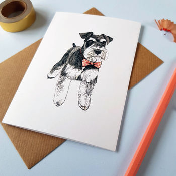 Miniature Schnauzer In A Bow Tie A6 Greetings Card, 2 of 2
