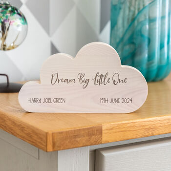 Personalised Dream Big Little One Cloud New Baby Gift, 2 of 5