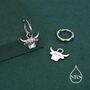 Sterling Silver Highland Cow Huggie Hoops With Detachable Charms, thumbnail 3 of 11