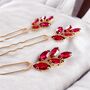 'Aria' Wine Red Crystal Hair Pins, thumbnail 1 of 5