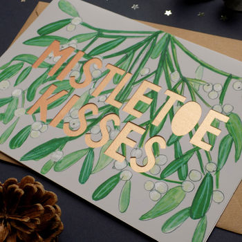 Papercut 'Mistletoe Kisses' Botanical Christmas Card, 3 of 5