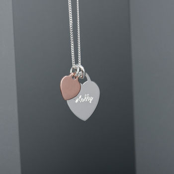 Personalised Sterling Silver Duo Heart Necklace, 7 of 10