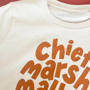 'Chief Marshmallow Toaster' Organic Cotton Kids' T Shirt, 5 of 8
