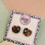Twist And Spark Pretzel Glitter Resin Stud Earrings, thumbnail 2 of 3
