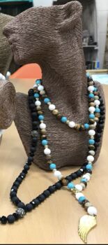 Guardian Angel Wing Gemstone Beaded Necklace, 2 of 2
