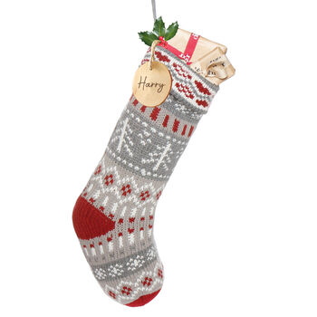 Personalised Traditional Knitted Christmas Stocking, 2 of 7