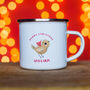 Christmas Robin Personalised Enamel Mug, thumbnail 3 of 3