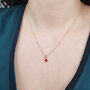 Mini Garnet Gem And Initial Gold Plated Necklace, thumbnail 2 of 4