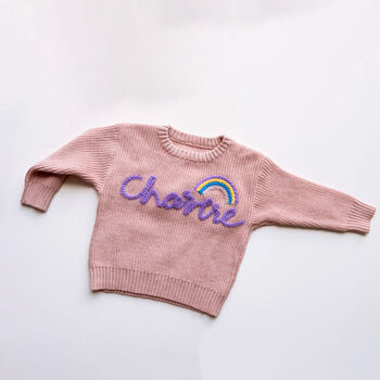 Personalised Kids Name Rainbow Knit Jumper Hand Felted, 5 of 11