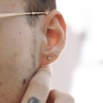 Tiny Steel Stud Earring For Men, 2 of 7