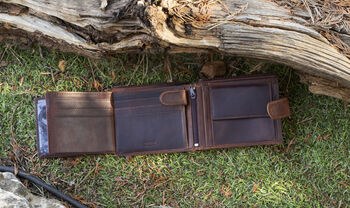 Personalised Brown Leather Wallet Trifold Rfid, 6 of 11