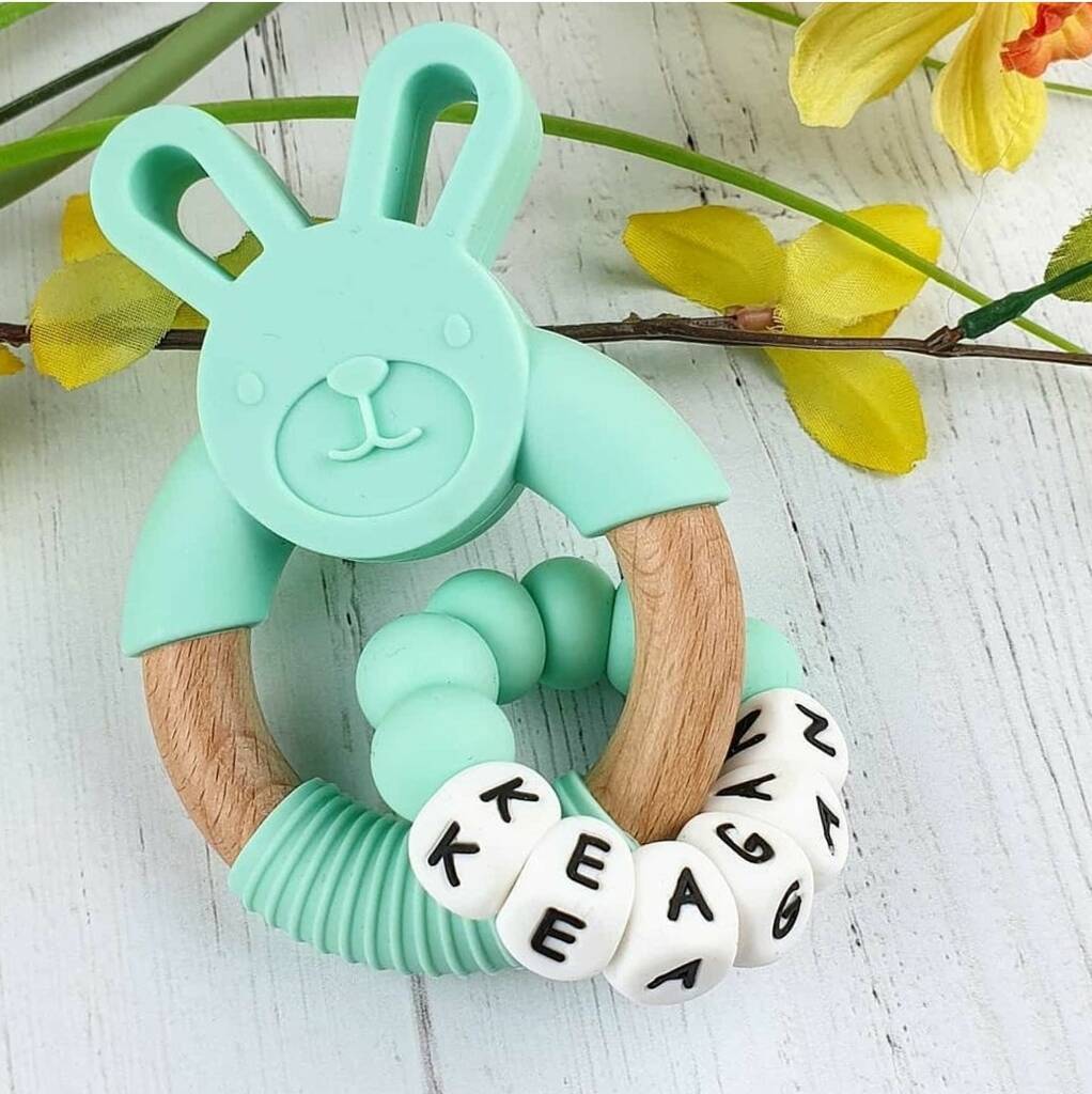 Personalised Bunny Teether By Pops and Dudes