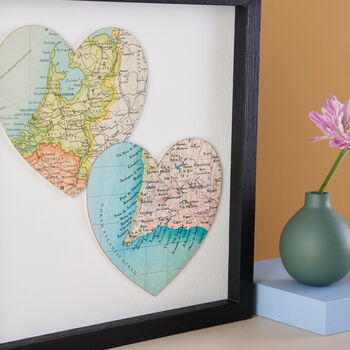 Two Map Hearts Personalised Engagement Print Gift, 5 of 7