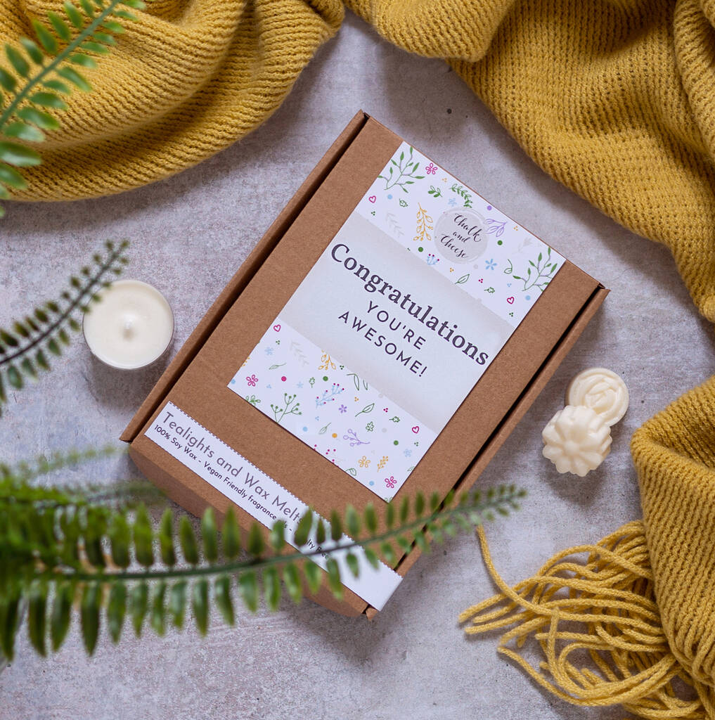 Congratulations Graduation Candle Letterbox Gift By Chalk and Cheese