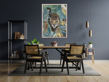 Framed Jaguar Tropical Jungle Wall Art Print Copper, 3 of 7
