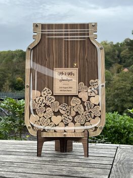 Jar Of Hearts Wedding Guestbook Alternative – Oak And Walnut Wood Design, 3 of 4