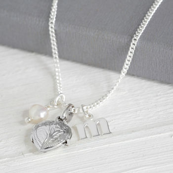 christening birthstone locket initial necklace notonthehighstreet
