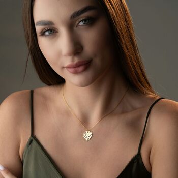 Urban Jungle Monstera Leaf Necklace, 10 of 11