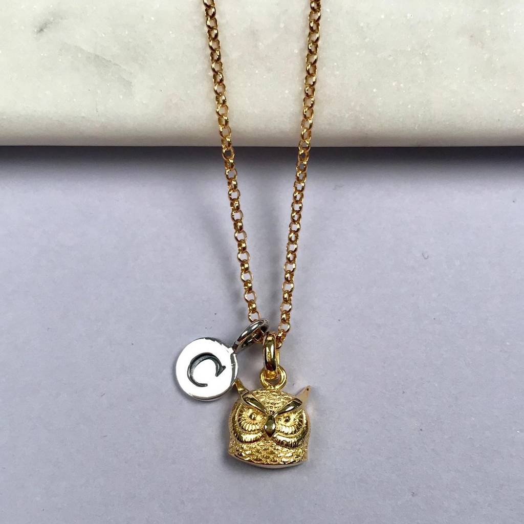 Personalised 18ct Gold Plated Owl Necklace By Nest