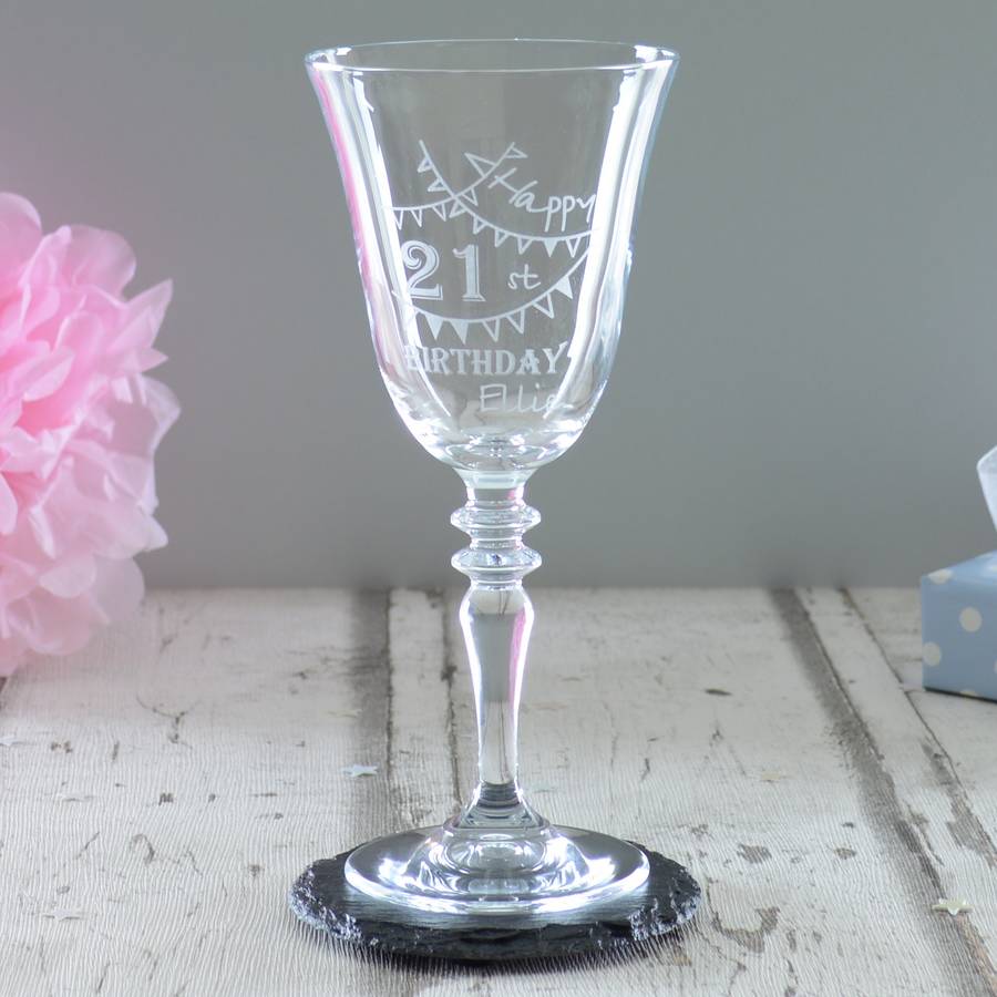 Happy 21st Birthday Personalised Wine Glass By Chalk And