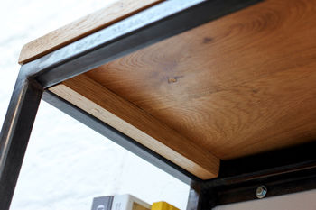 Orla Welded Steel Box Section And Premium Oak Shelves, 2 of 10