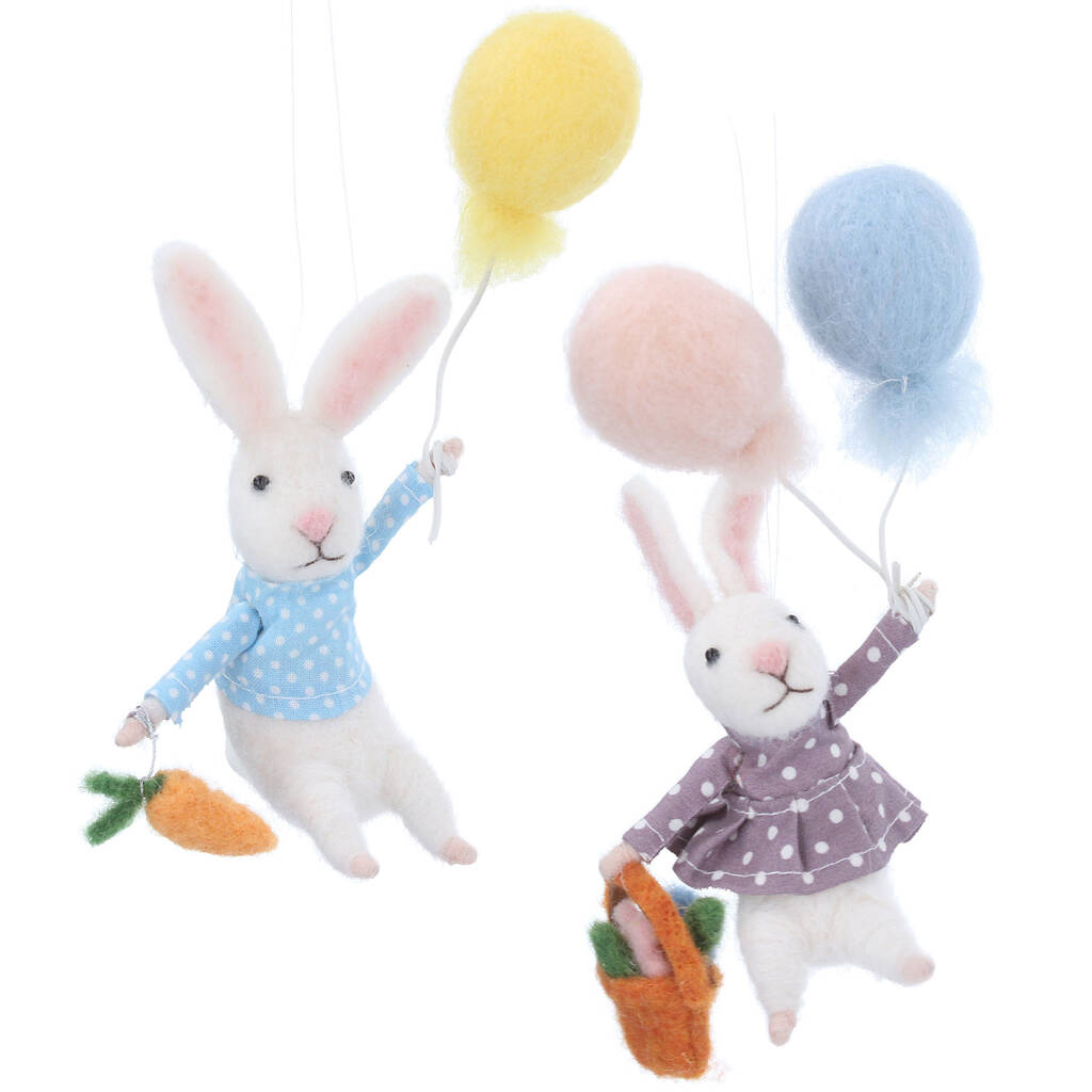 Set Of Two Easter Bunnies With Balloons, 1 of 6