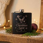 Personalised Christmas Stag Engraved Black Metal Hip Flask 6oz, thumbnail 1 of 6