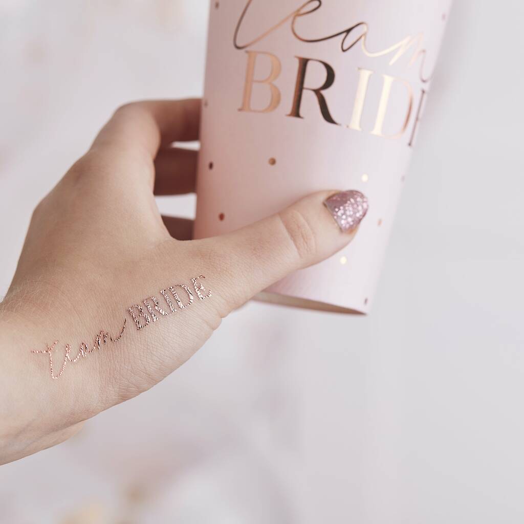 Rose Gold Team Bride Hen Party Tattoos, 1 of 2