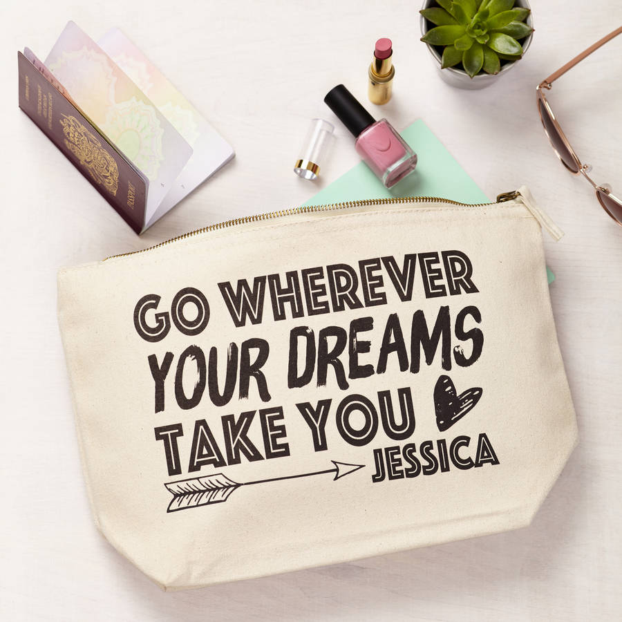 personalised wash bag dreams by tillyanna