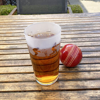 Cricket Batsmen Etched Pint Glass, 2 of 7