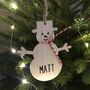 Personalised Wooden Snowman Tree Decoration, thumbnail 2 of 2