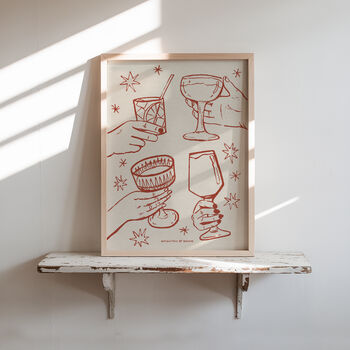 Raise A Glass Wall Art | Cheers Print | Kitchen Art Print, 6 of 10