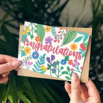 Colourful Floral Card 'Congratulations', 3 of 3