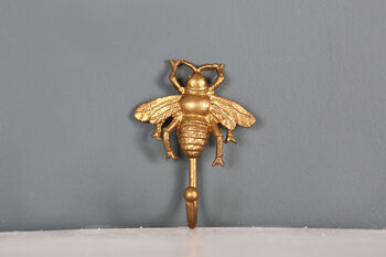 White Or Gold Tone Metal Bee Wall Hook, 5 of 5