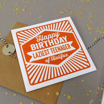 'Happy Birthday Laziest Teenager Of' Retro Card, 2 of 2