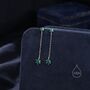 Emerald Green Cz Dangle Chain Stud Drop Earrings, thumbnail 5 of 12