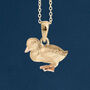 Tiny Yellow Gold Plated Duckling Necklace, thumbnail 1 of 12