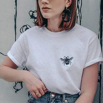 Bee Embroidered Unisex T Shirt, 2 of 2