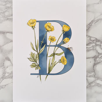 B Is For Buttercup Coloured Initial Print, 5 of 11