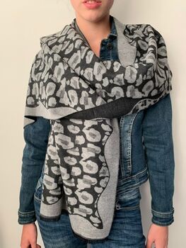 Leopard Print Cashmere Blend Super Soft Blanket Scarf, 4 of 7