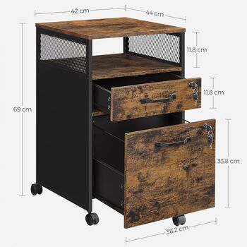 Filing Cabinet On Wheels With Two Lockable Drawers, 12 of 12