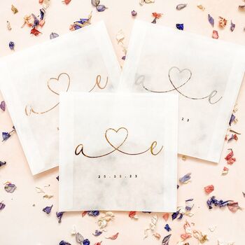 Set Of 10 Foil Initials Heart Wedding Confetti Bags, 5 of 5