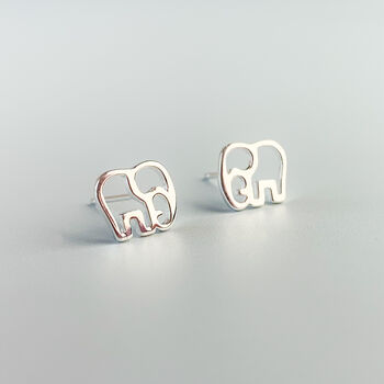 Sterling Silver Simple Elephant Stud Earrings, 5 of 6