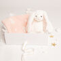 White Bunny Toy And Pink Heart Blanket Baby Gift Set, thumbnail 1 of 5