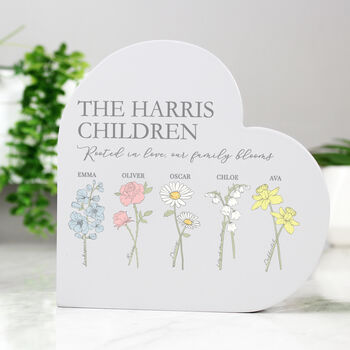Personalised Flower Of Month Family Heart, 3 of 8