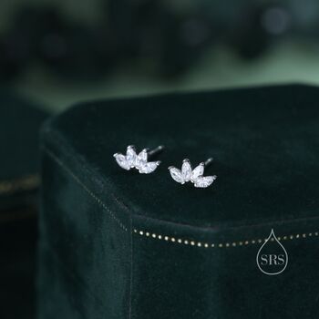 Lotus Flower Cz Screw Back Or Stud Earrings, 7 of 12