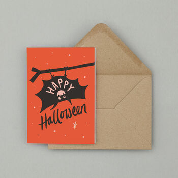 Upside Down Halloween Bat Greetings Card, 4 of 5